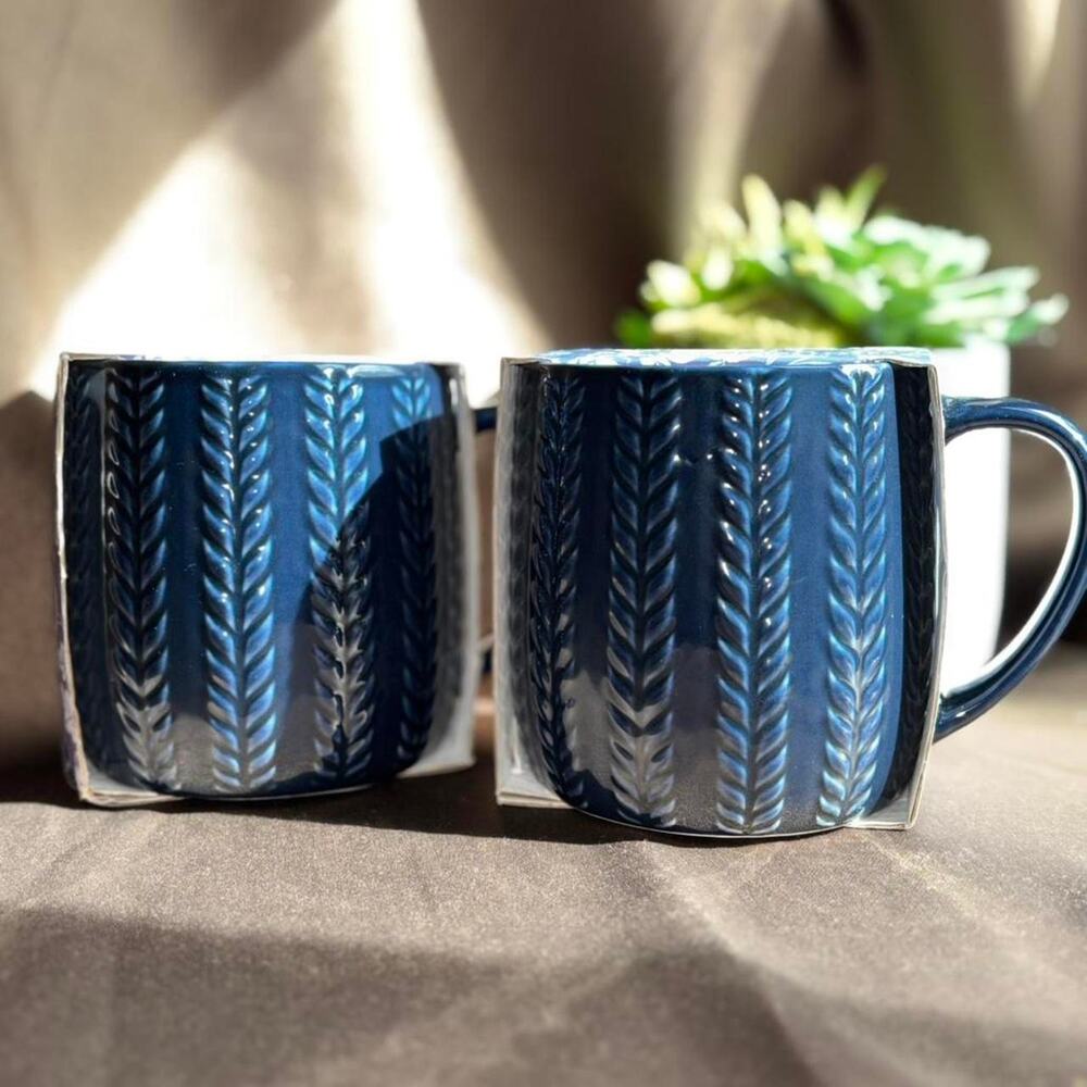 Dwell studio blue mugs set of 2 new